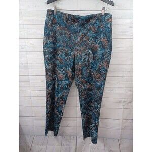 Chicos Fabulously Slimming Sz 2.5 Regular 14 Pants Paisley Pull On Stretch Green